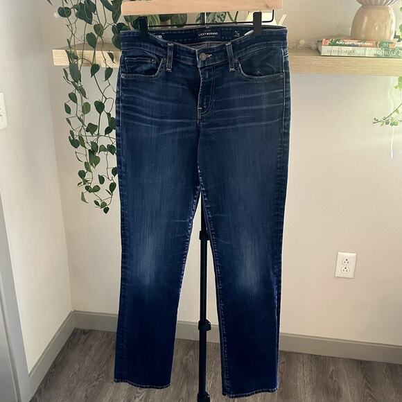 Lucky Brand Sweet Straight Jeans Women 8/29 Dark Wash Mid Rise 31" Inseam - Picture 1 of 10